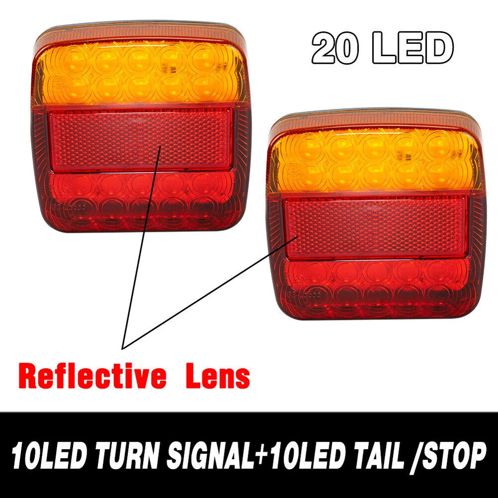 2Pcs 12V Taillight Turn Signal Indicator Rear Reverse Brake Stop Lamp Trailer Tail Lights Super Bright for Trailer Truck RV Boat