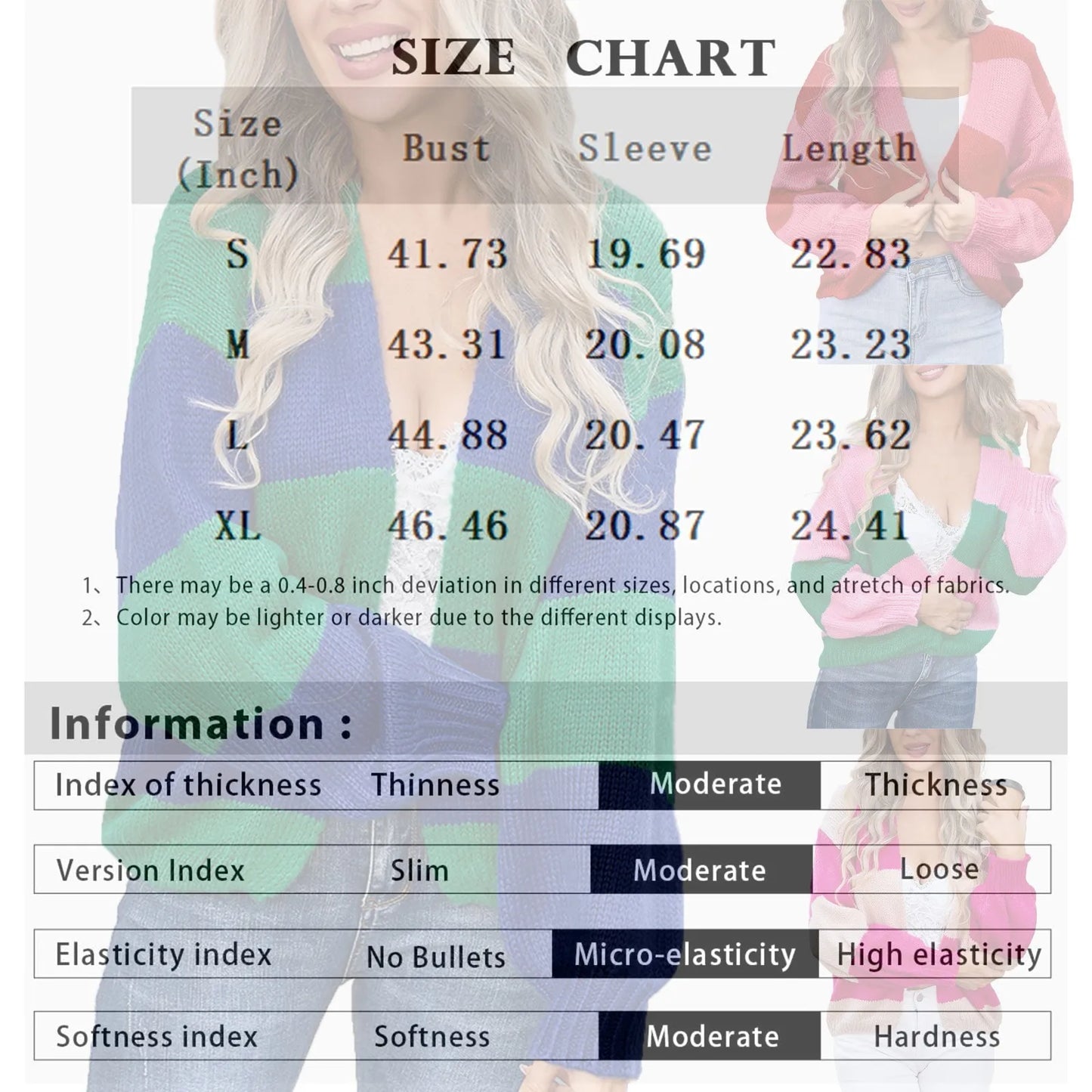 Women Open Front Knit Cardigan Long Sleeve Solid Color Block Striped Sweater Pockets Long Outerwear Femal Office Streetwear