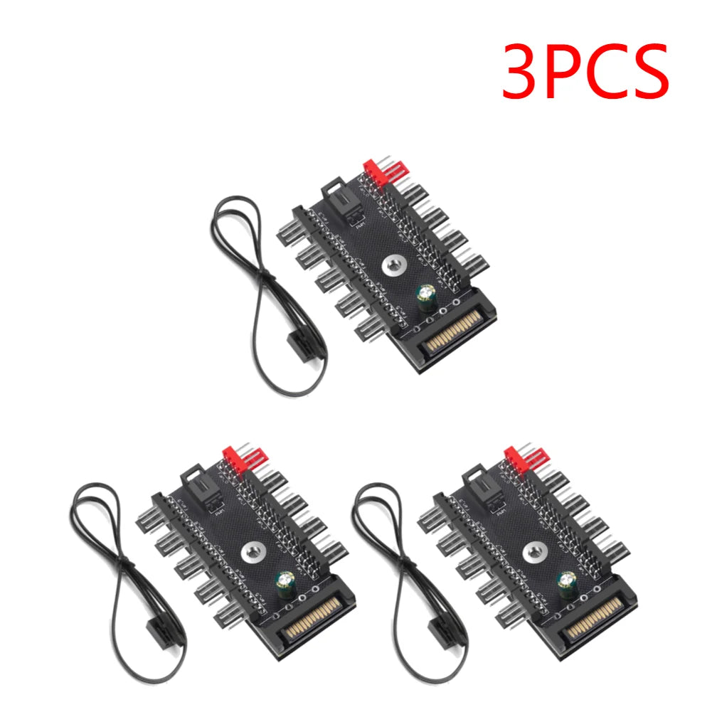 4-Pin PWM Fan Power Supply Cable 1 To 10 Way Splitter Hub SATA Powered 4 Pin PWM Fan Hub Cooler Cooling Adapter for PC Computer