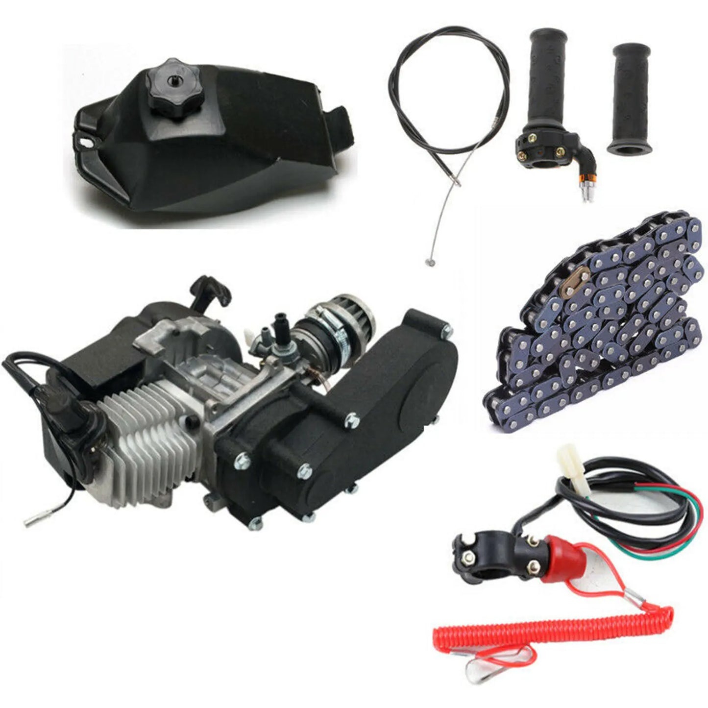 2 Stroke 49CC Pull Start Engine Mini Dirt Bikes Motor Gear Box Chain Kit For Mini Pit Bike ATV QUAD Scooter Single Cylinder