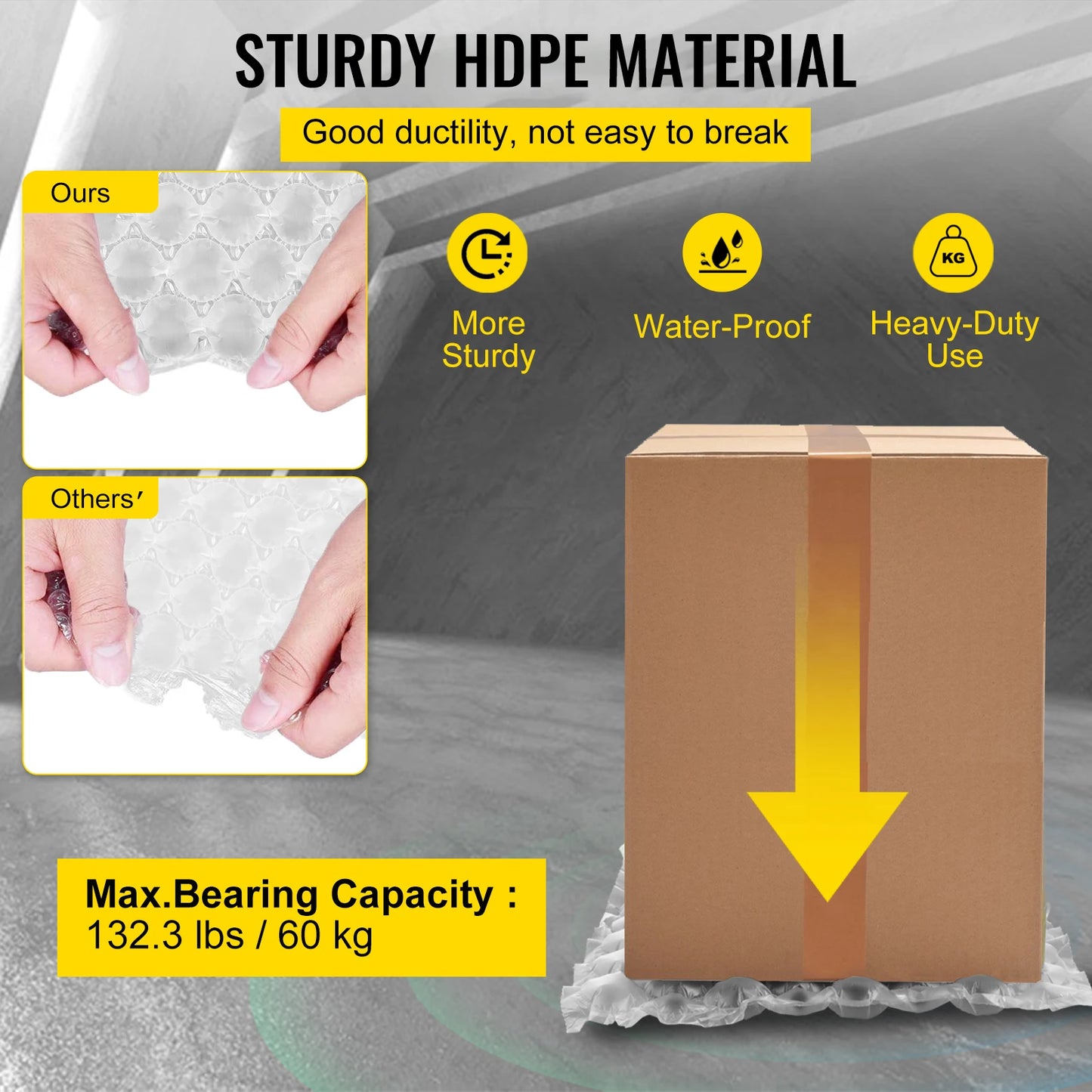 VEVOR 984Ft Air Cushion Film Not inflated Bubble PE Air Cushion Wrap Film Packaging Shockproof Cushioning Wrap Rolls