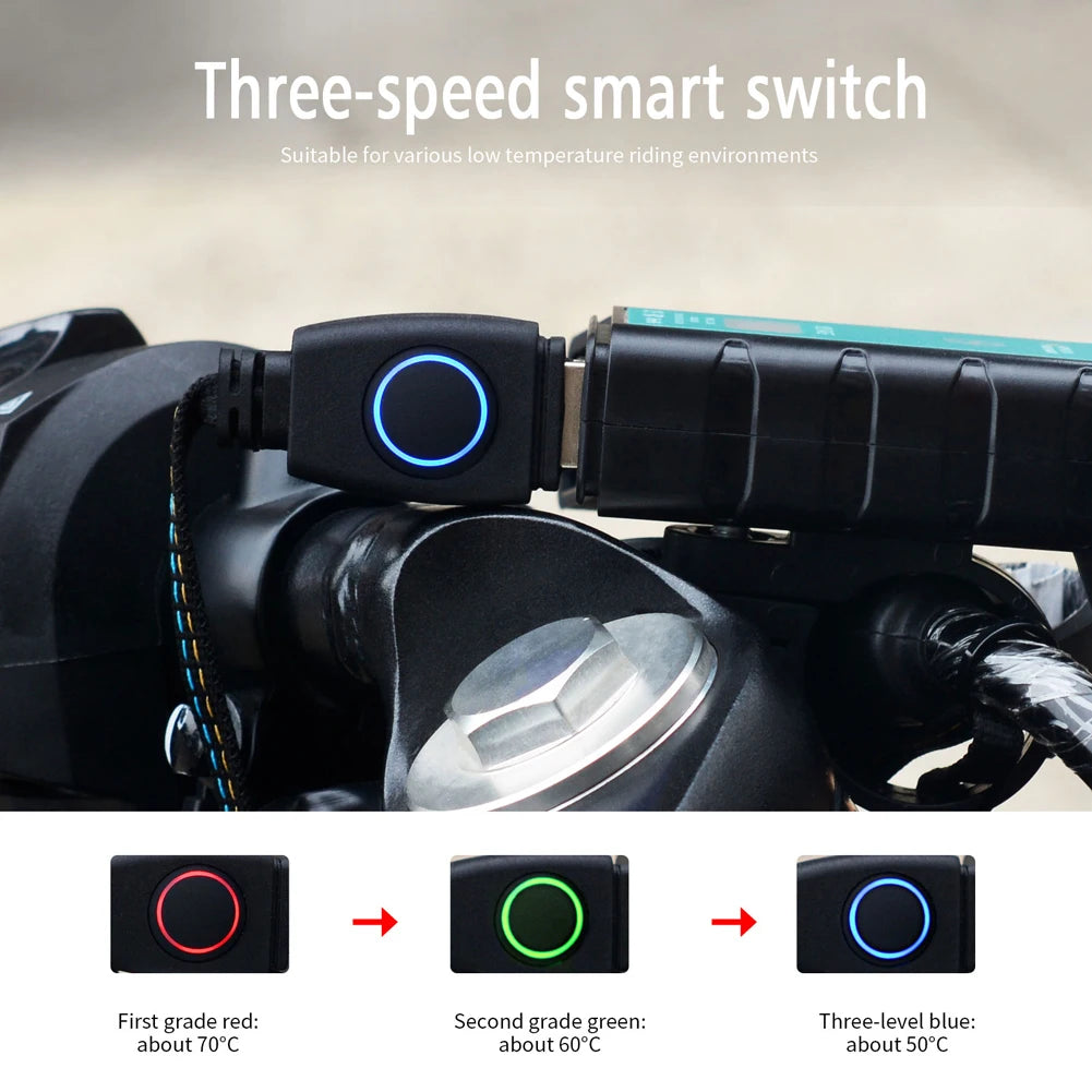 Motorcycle Heated Handgrips 5V USB 3 Gear Hand Warmer Waterproof Electric Heated Grip Cover Scooter Motorcycle Hot Handlebar