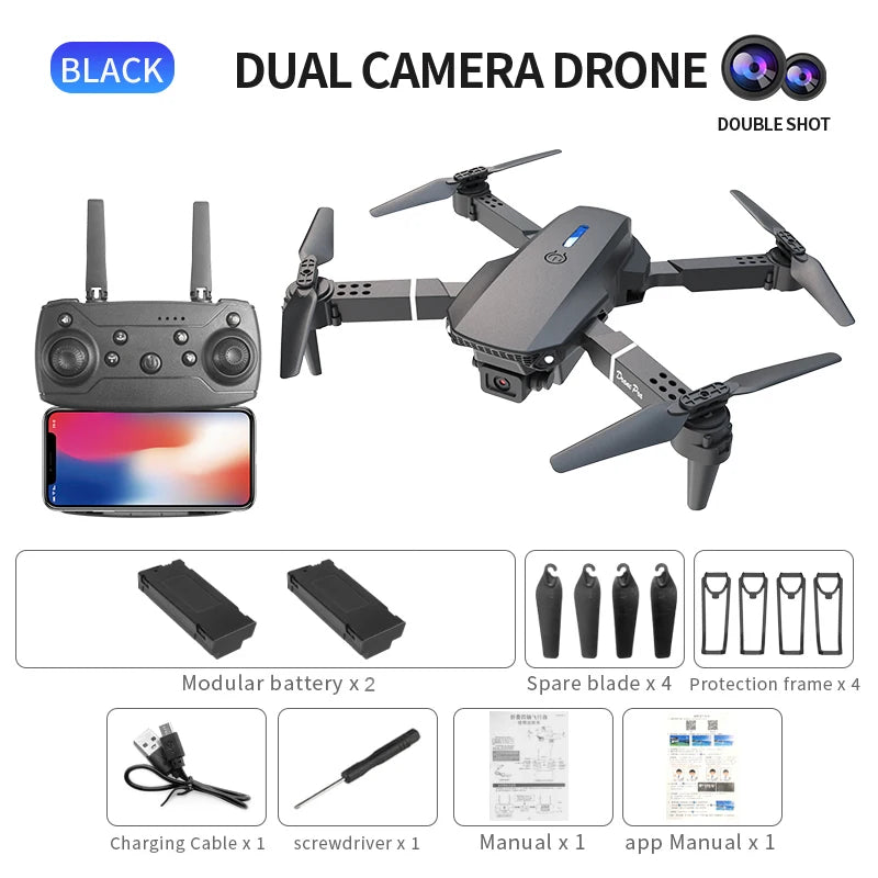 The new E88PRO upgrade professional HD camera LED lighting aerial photography 360° all-round collapsible wide-angle RC drone