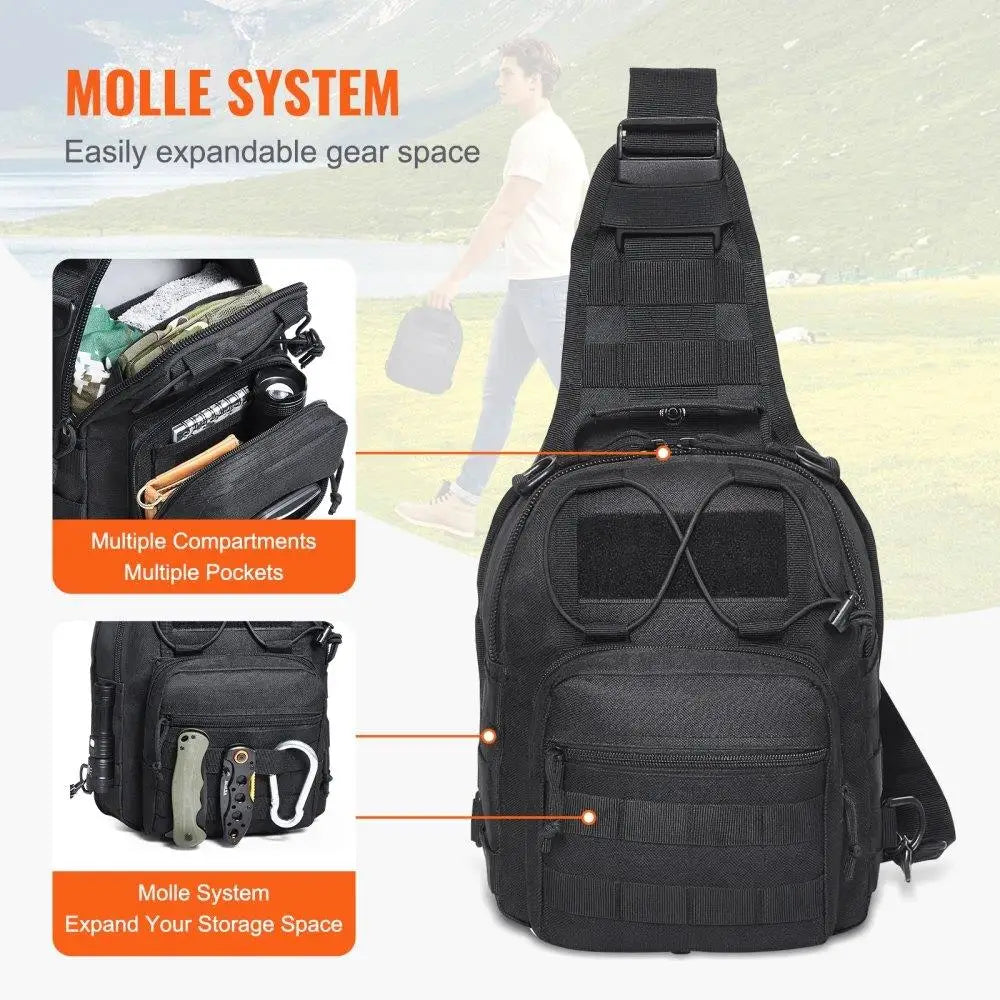 Tactical Sling Backpack 10L MOLLE System Military Design Outdoor for sports Travel Hiking