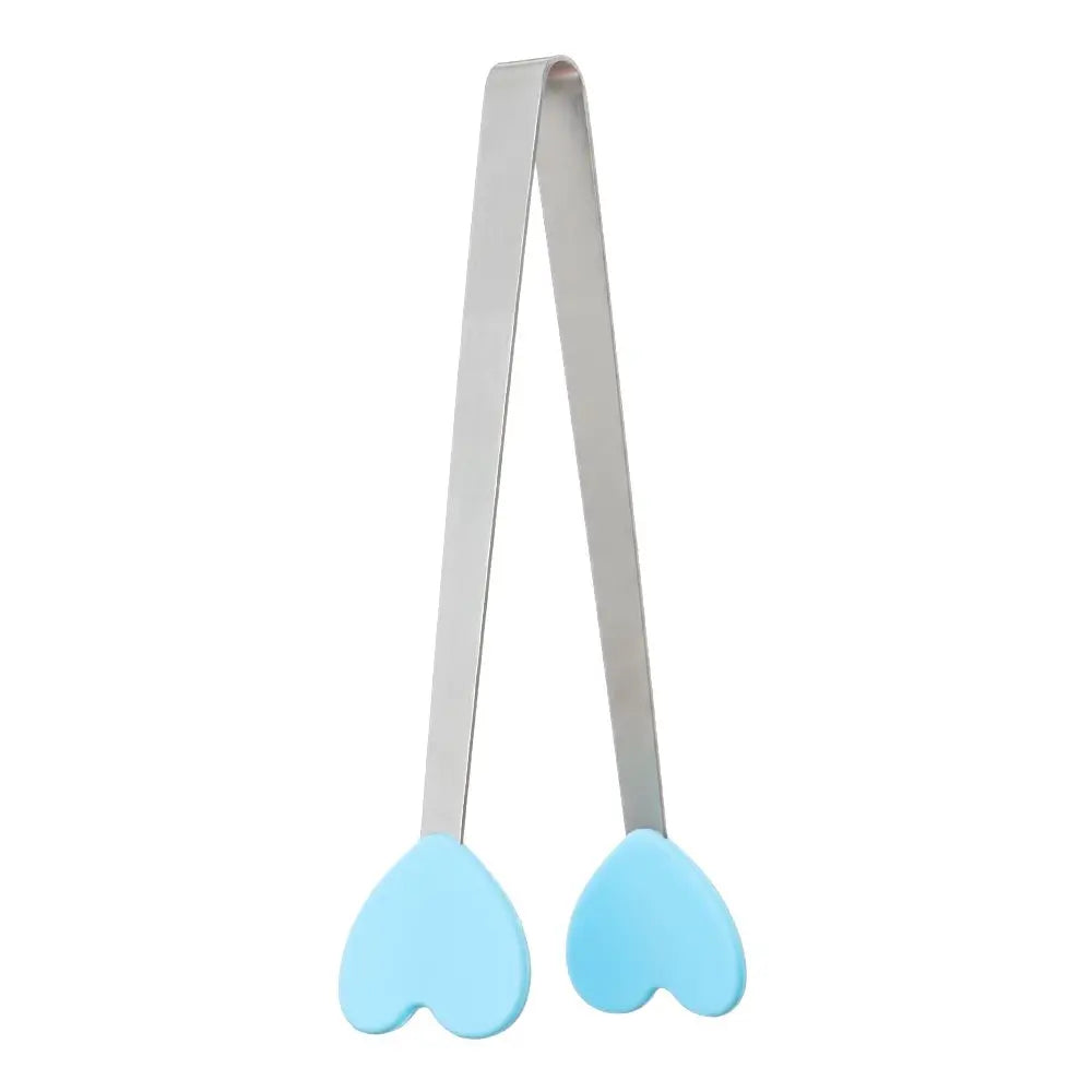Creative Silicone Stainless Steel Mini Snack Food Tongs Non-slip Handles BBQ Bread Ice Cube Clip Kitchen Accessories BBQ