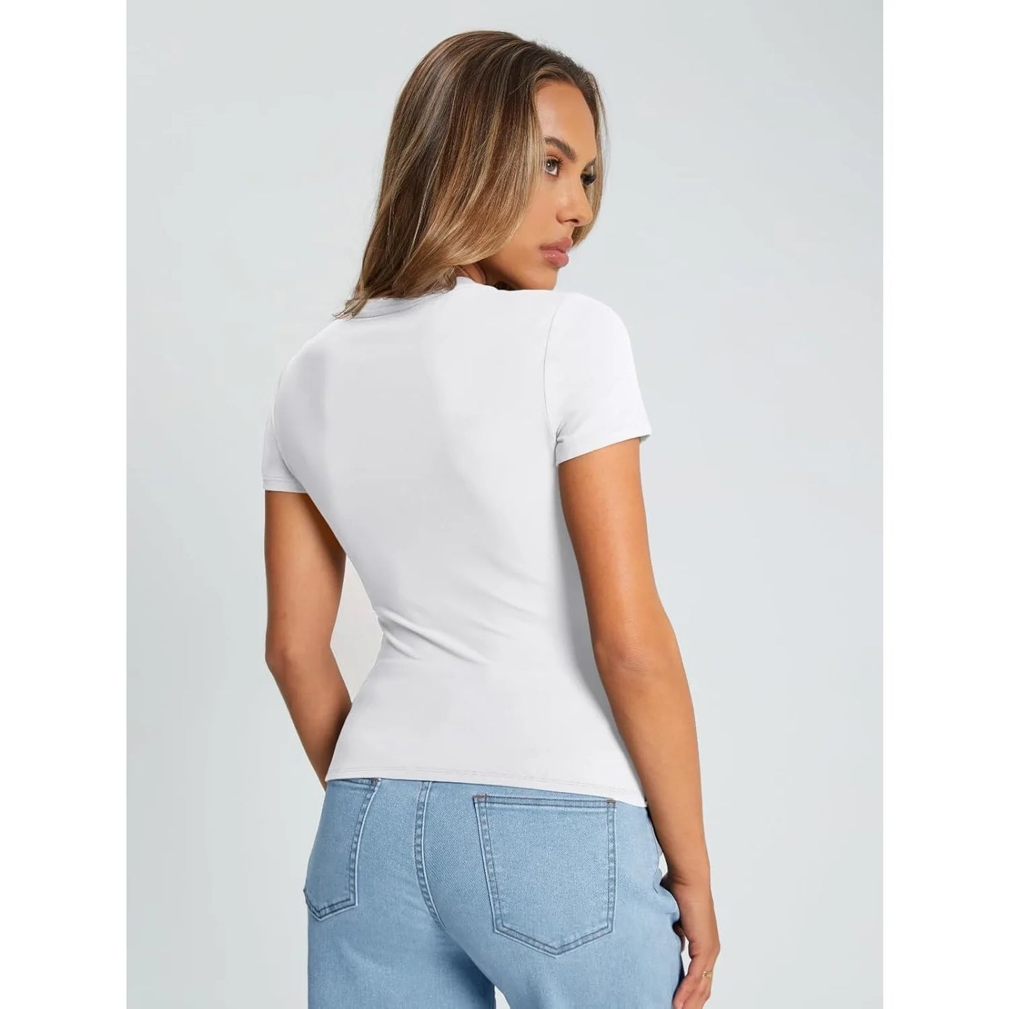 Trendy Queen Womens Basic T Shirts Summer Tops 2025 Crop Short Sleeve Y2k Tee Cute Gym Fashion Workout Clothes