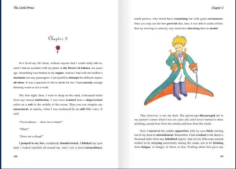 The Little Prince Color Illustration English Original Novel Reading Classic World Famous Books English Literature Original Book