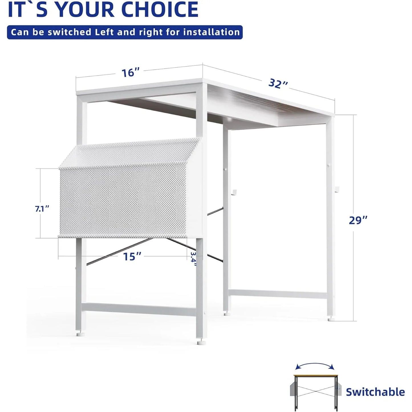 32 inch small space computer desk with storage bag, headphone hook, small office desk, study, writing desk