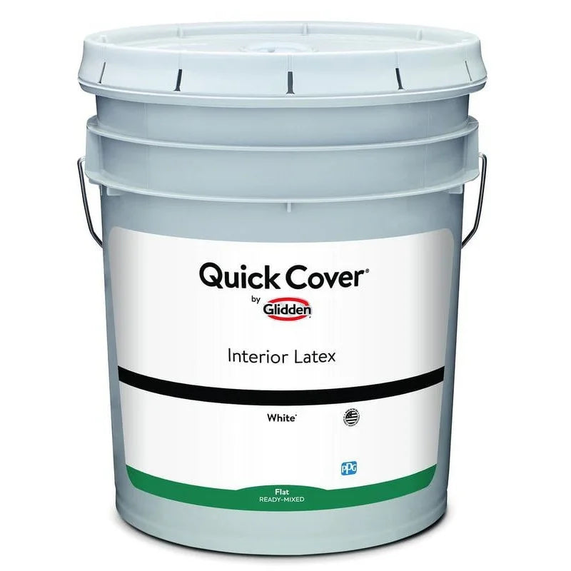 Quick Cover Interior Latex Paint Flat Finish White 5 Gal Easy Application Washable Quick Drying Ideal Wall Refresh 300400 Sq Ft