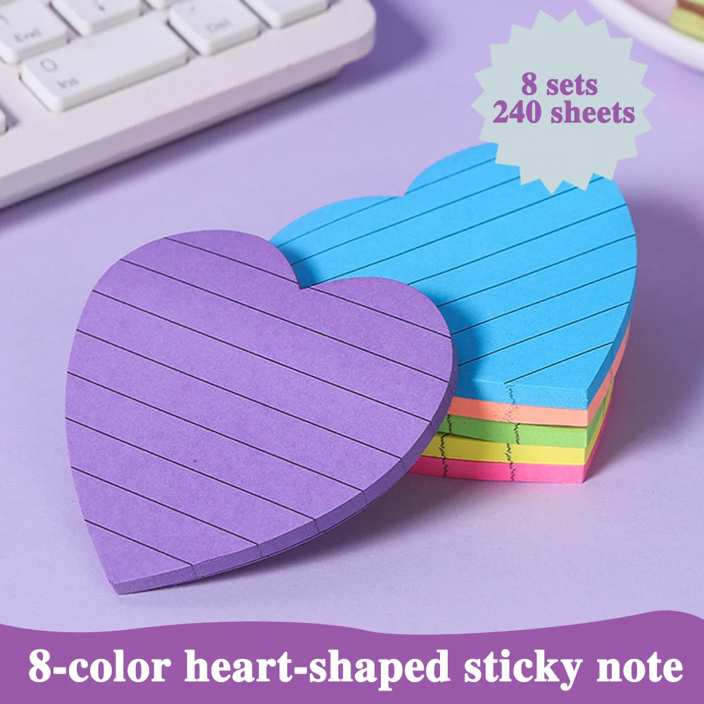 240pcs 8 Colors Sticky Notes 76x76mm Paper Memo Stickers Self-Sticky Message Note Pads Creative Stationery Student Rewards