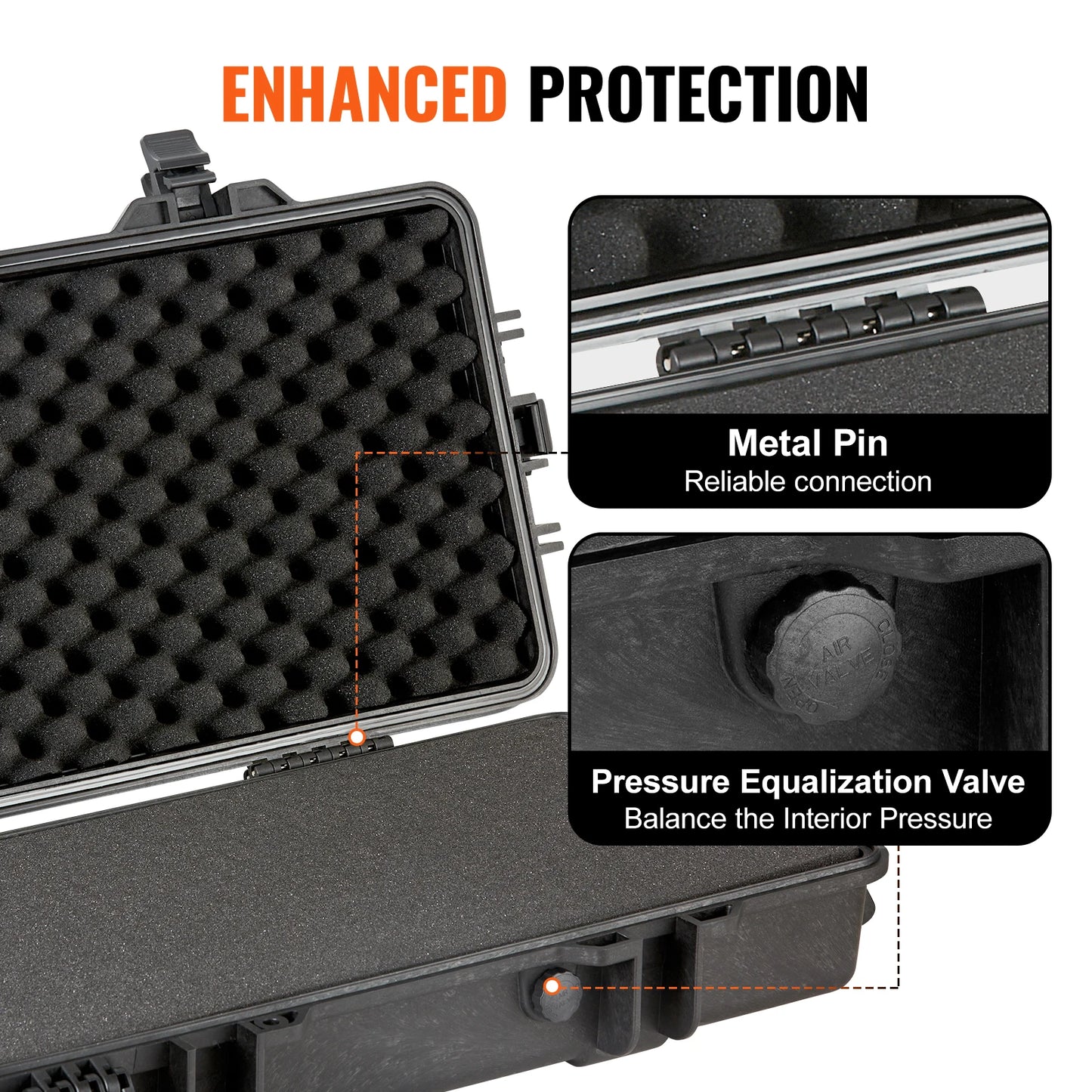 VEVOR Rifle Hard Case Portable Long Gun Storage Hard Suitcase W/ 2 Casters Shockproof & Waterproof Airsoft Rifle Protective Case