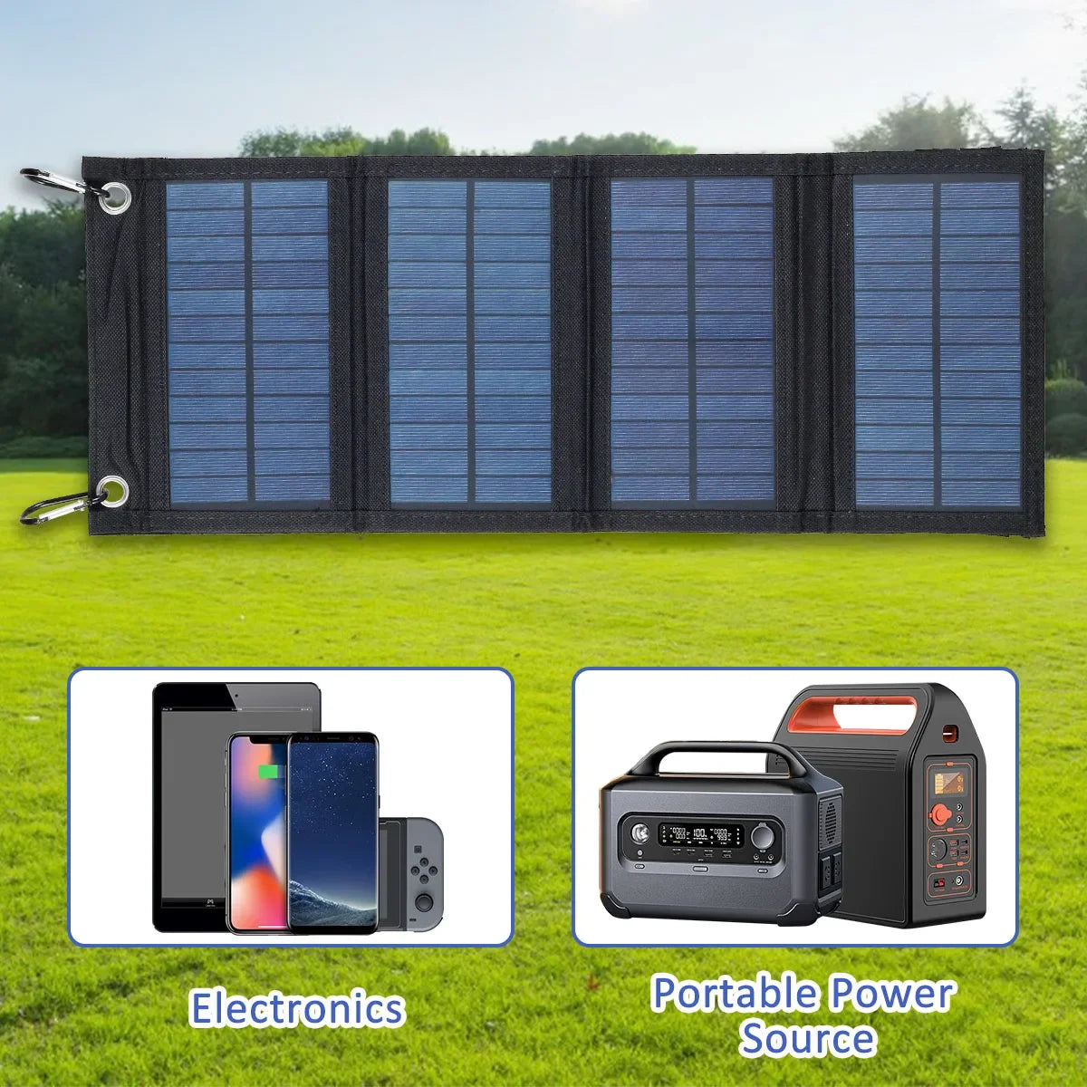 New 100W Folding Outdoo Solar Panel Waterproof Charger USB Solar Power Charger Lightweight Outdoor Power Bank Phone Charger