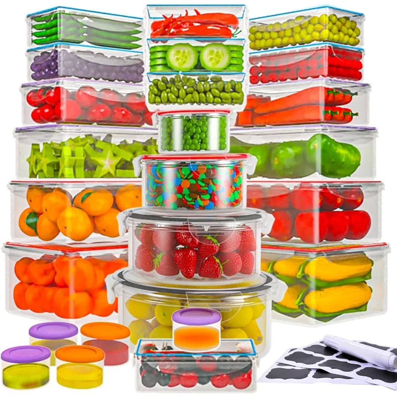 50 Pcs Large Food Storage Containers with Lids Airtight-85 OZ to small Containers-Total 526OZ Stackable Kitchen Set -BPA Free