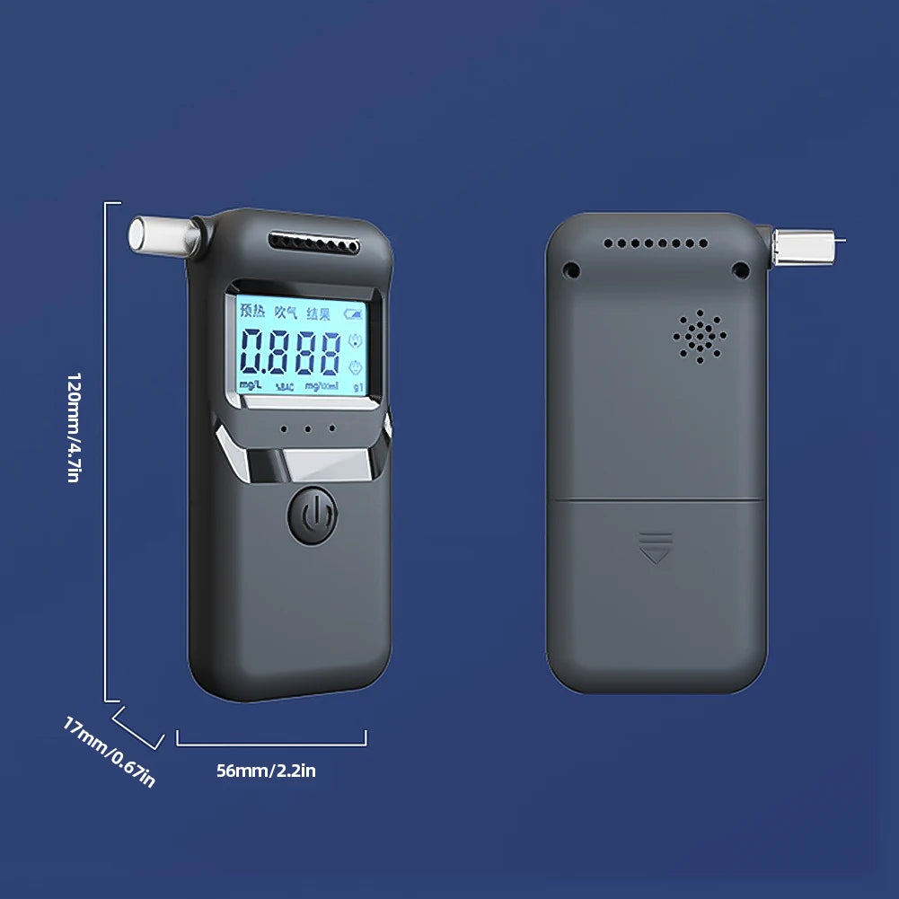 Digital Alcohol Breathalyzer with 5 Mouthpieces LCD Display Portable Breathalyzer Alcoholometer for Personal & Professional Use