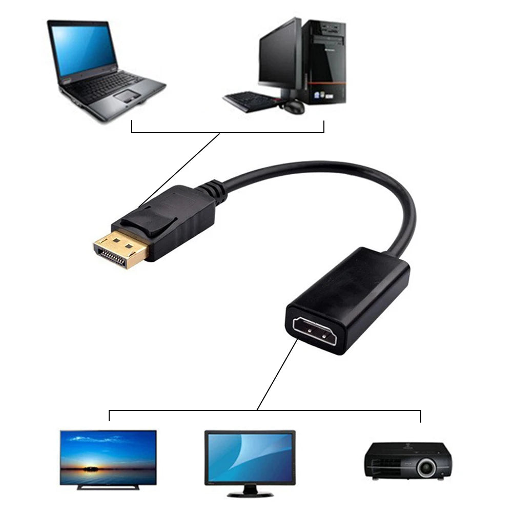 4K DisplayPort to HDMI-compatible Adapter Converter Display Port Male DP to Female HD TV Cable Adapter Video Audio For PC TV