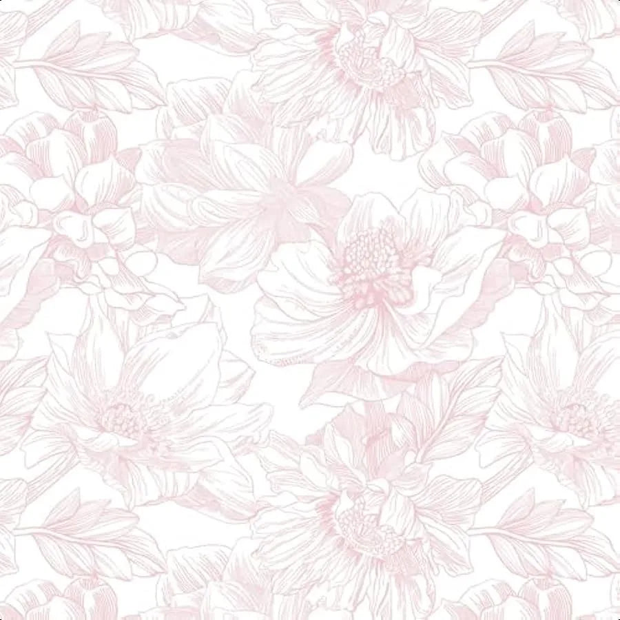 78.7"x17.3" Peel and Stick Wallpaper Floral Contact Paper Boho White Pink Flower Wallpaper Removable Wall Paper Self Adhesive M
