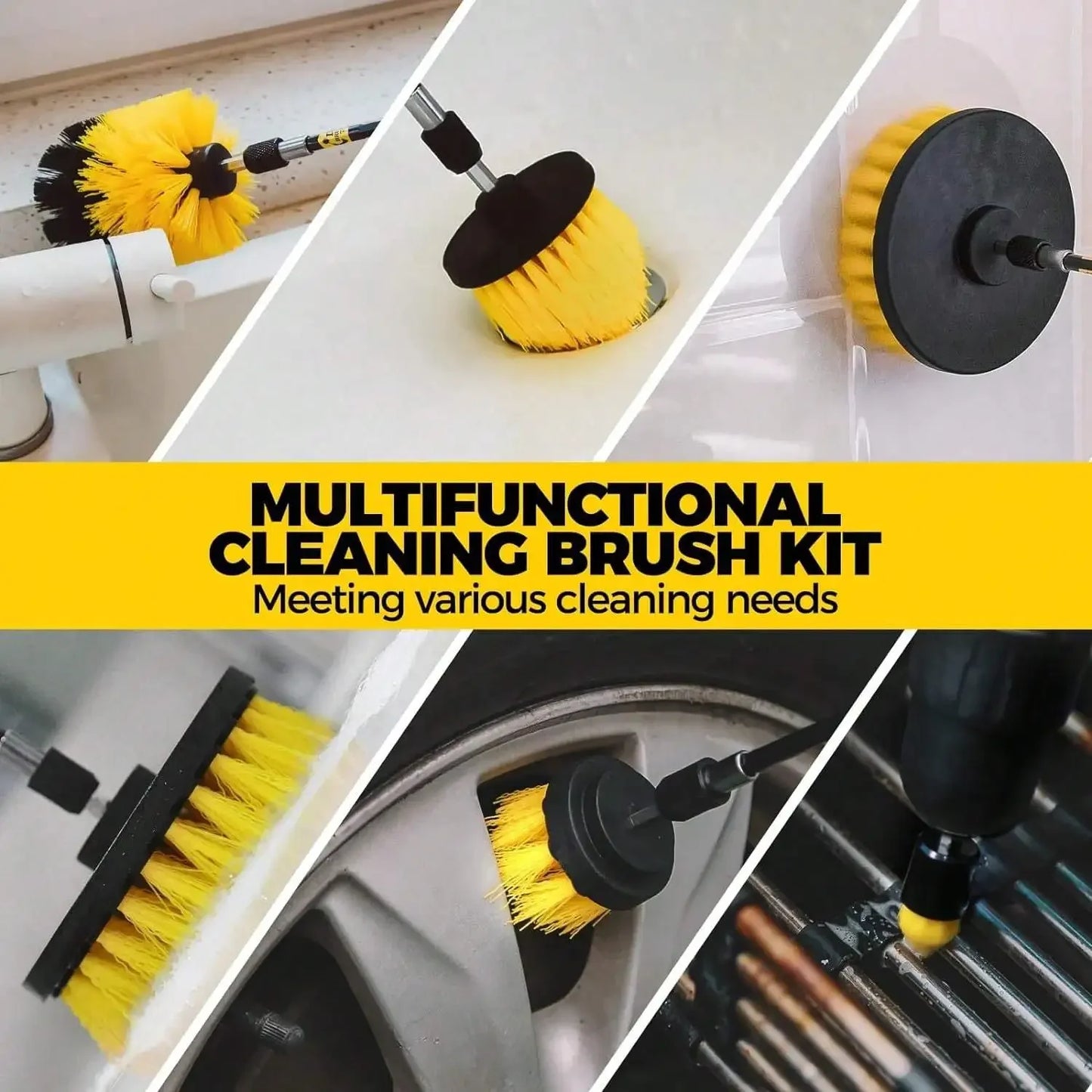 20 Pack Power Scrubber Brush Set with Extend Long Attachment, Drill Brush Attachments, Scrub Pads, Sponge, Buffing Pads, Car