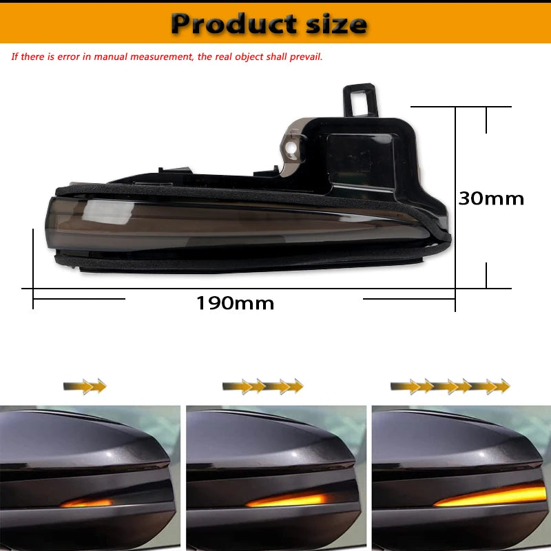 2pc Dynamic Sequential Blink/Flow LED Side Mirror Turn Signal Light Assembly For 2016-2023 Toyota Tacoma,2019-up RAV4 Highlander