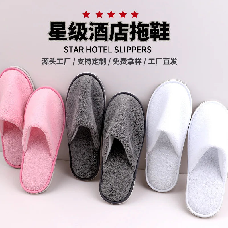 Disposable Slippers Cotton Linen Thickened Non-slip Bottom Hotel Hotel Guest House Travel Slippers Single Random Color