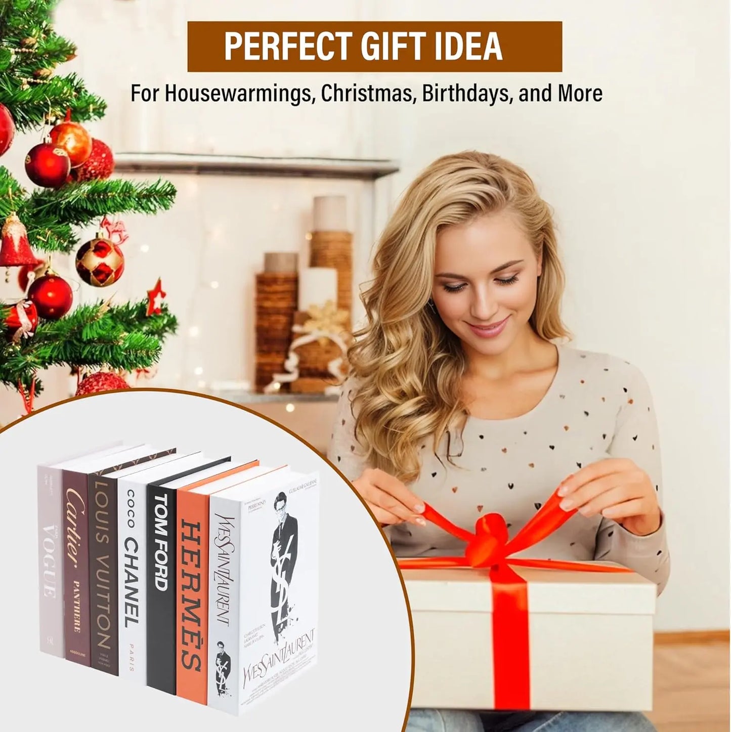 7 Pcs Decorative Books - Fake Books For Home Decor, Aesthetic Books For Room Decor, Living Room, Preppy, Book Shelf, Shelf