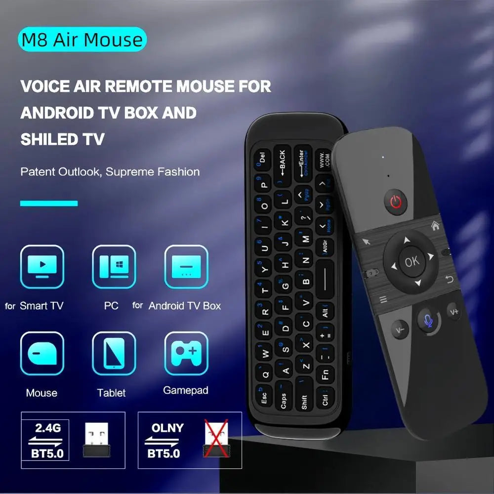 M8 Air Mouse з подвійним режимом 2.4G BT5.0 для Google Voice Assistant Remote Control Wireless Mini Keyboard for Android TV BOX PC
