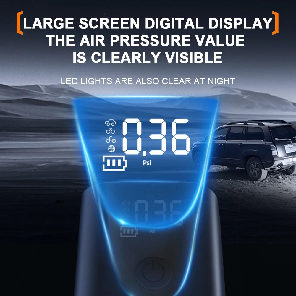 Wireless Electric Car Air Compressor Rechargeable Tire Inflator Pump LCD Display Portable Air Pump for Car Motorcycle Bike Ball