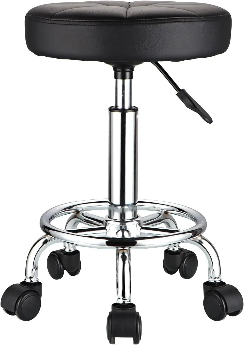 Round Rolling Stool with Wheels Height Adjustable Swivel Stool Chair for Spa Salon Massage