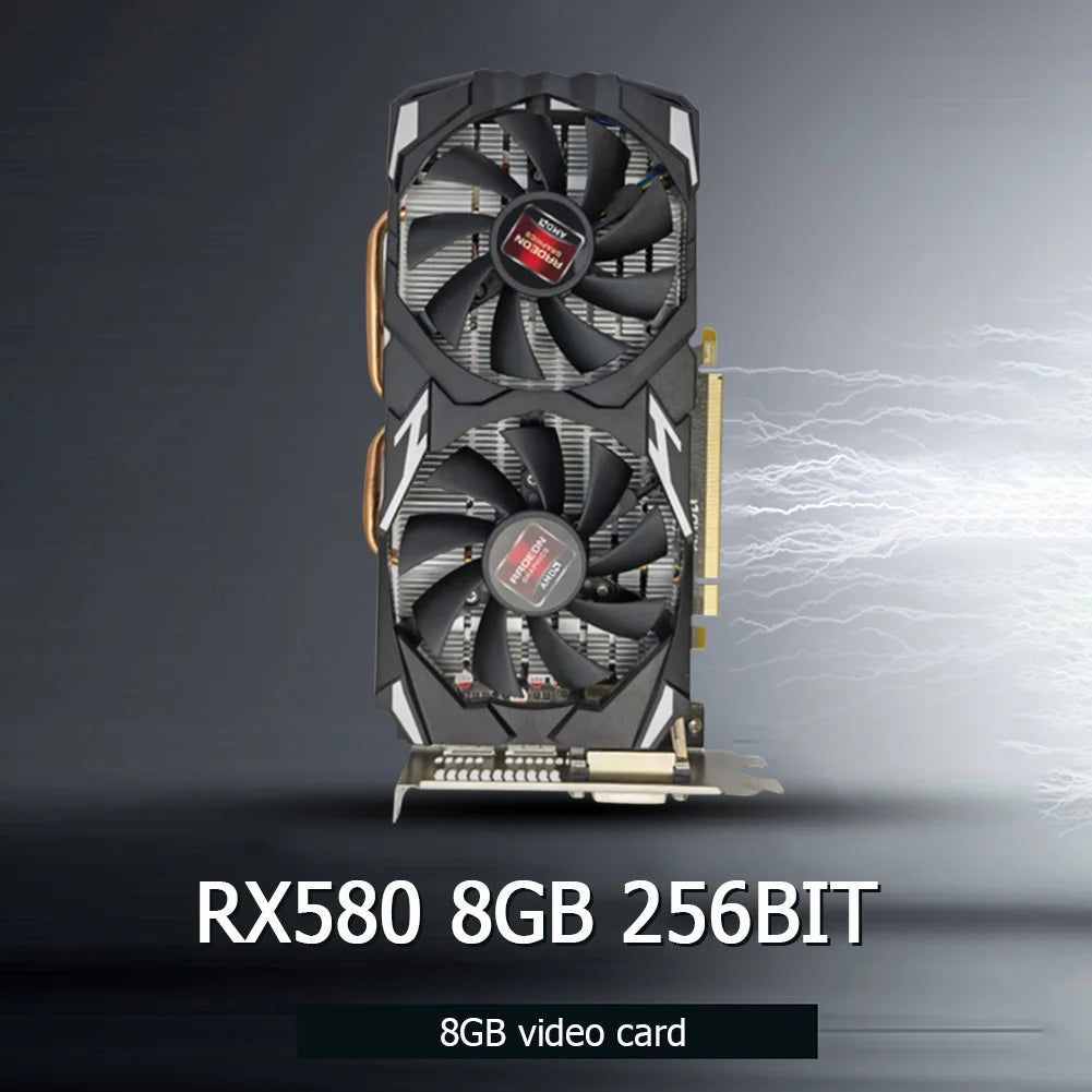 RX580 1/2/4/8GB Gaming Video Card Computer Graphics Card PCI-E X16 DDR3 HD+VGA+DVI placa de video GPU Display Cards PC Accessory
