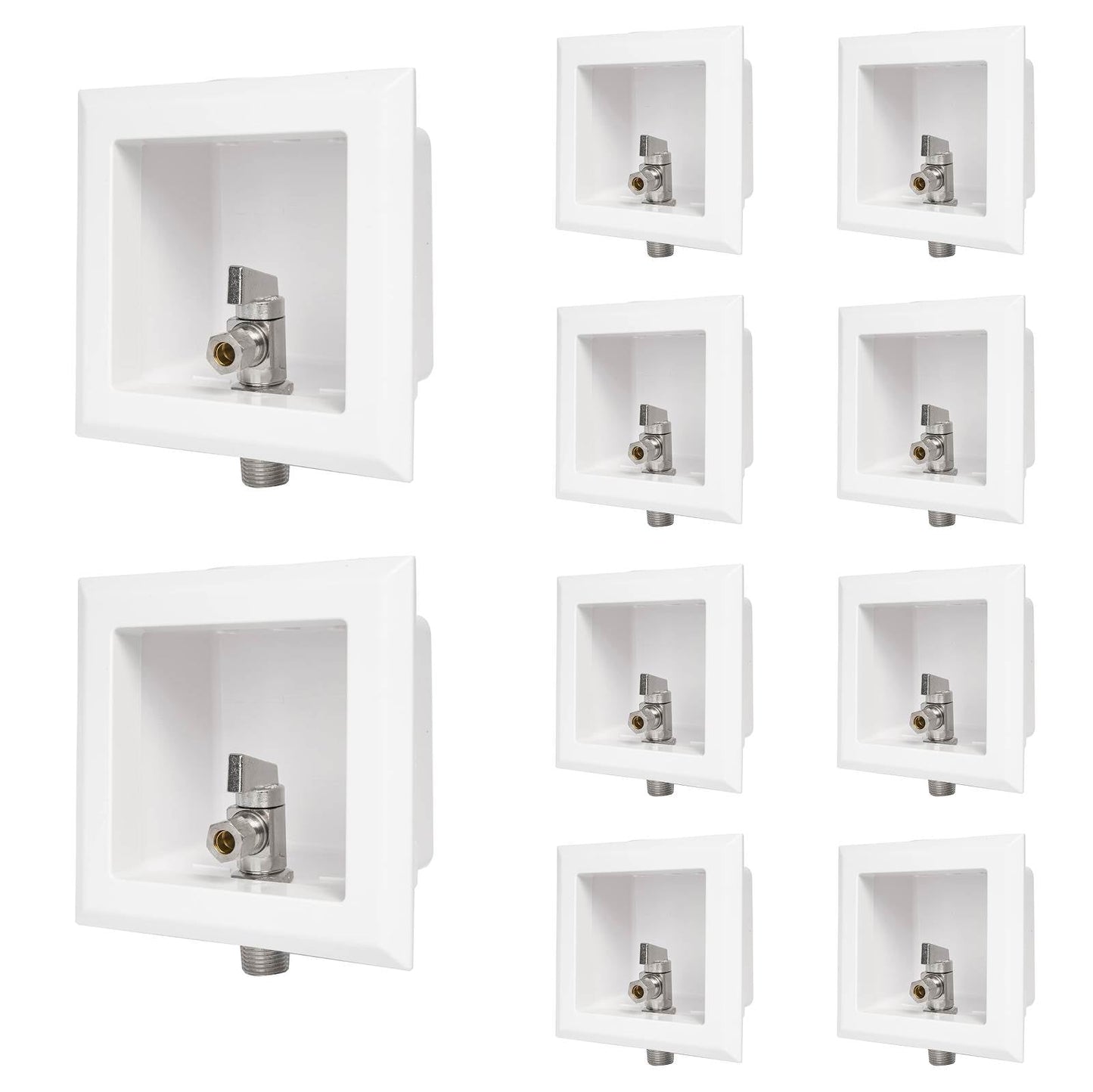10 Pcs 1/2" Sweat Intel, Toilet Outlet Box, with Installed 1/4 Turn Angle Stop Valve