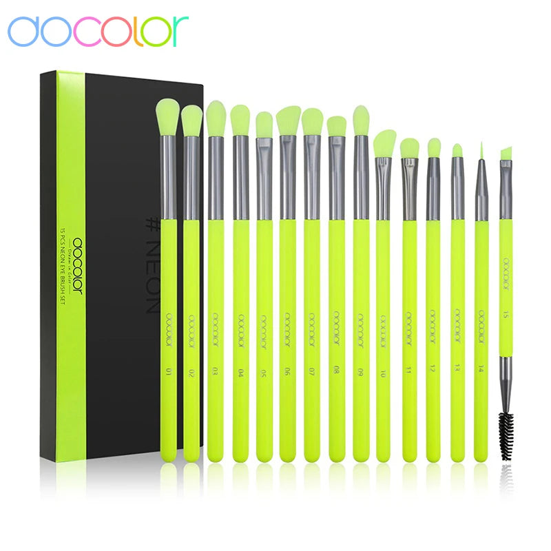 Docolor Eyes makeup brushes 15/16pcs Colorful Professional Makeup brushes Eyebrow Eyeshadow Eyeliner Blending Makeup brushes set