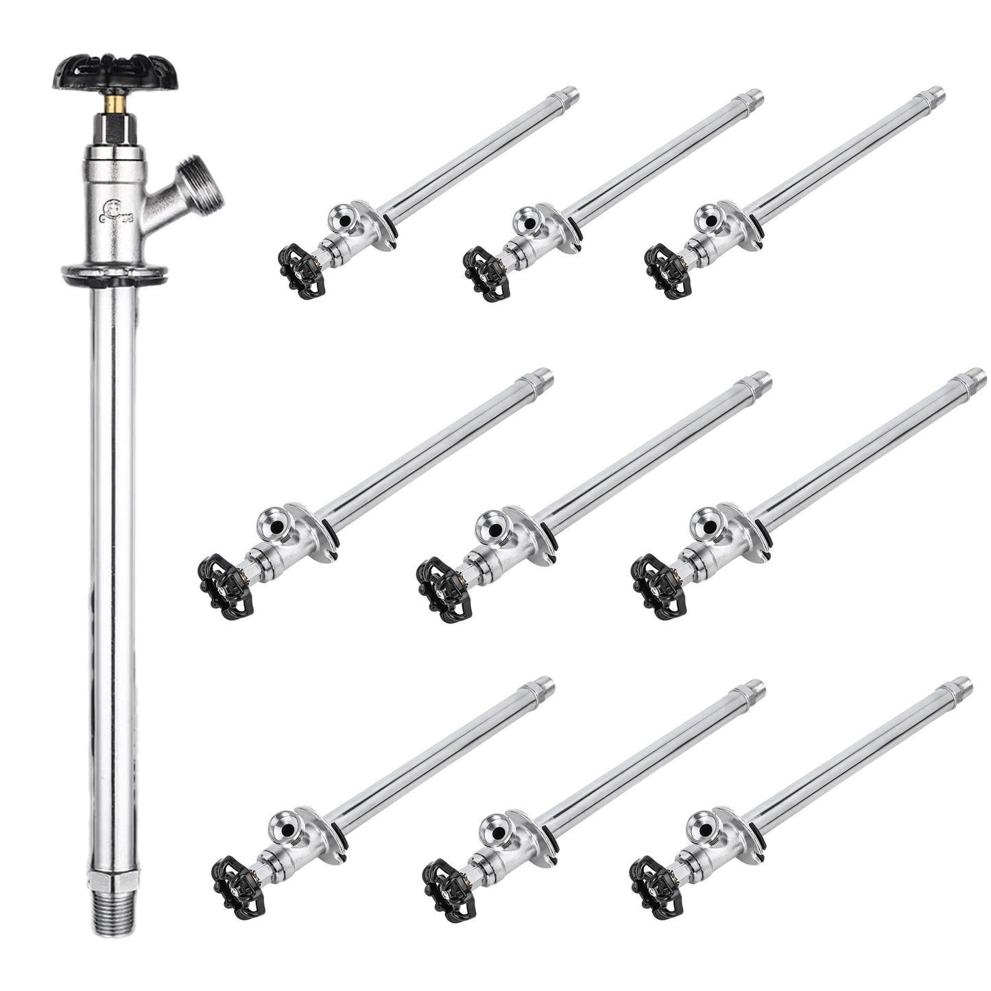 10 Pcs 1/2" MIP x 3/4" Hose Bibb, 6" Frost Free Sillcock