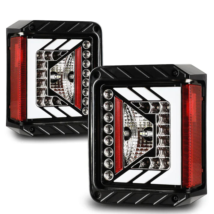 Winjet 2007-2018 Jeep Wrangler JK LED Tail Lights - Glossy Black / Clear