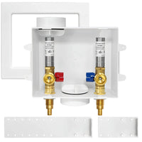 1/2" PEX Crimp (F1807) Inlet, Washing Machine Outlet Box, with Stainless Steel Water Hammer Arrestor Plumbingsell
