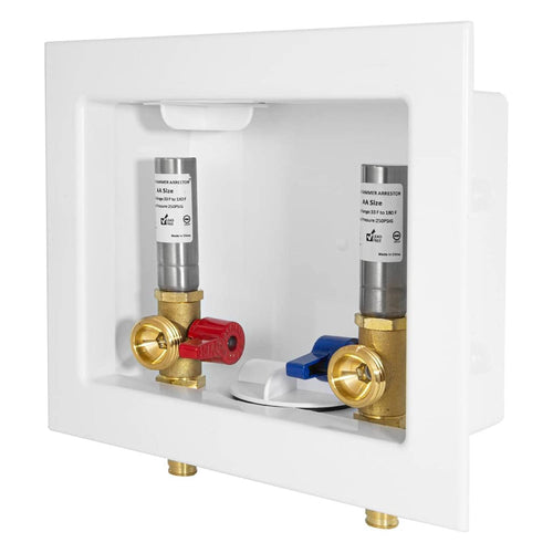 1/2" PEX Expansion (F1960) Inlet, Washing Machine Outlet Box, with Stainless Steel Water Hammer Arrestor Plumbingsell