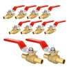 10 Pcs 1/2" PEX Crimp Ball Valve, Red (Lead Free) Plumbingsell