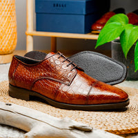 Zelli Italia Zelli Italia 21-532-CGM ANDREA Crocodile Lace Up, Cognac