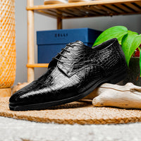 Zelli Italia Zelli Italia 21-532-BKM ANDREA Crocodile Lace Up, Black