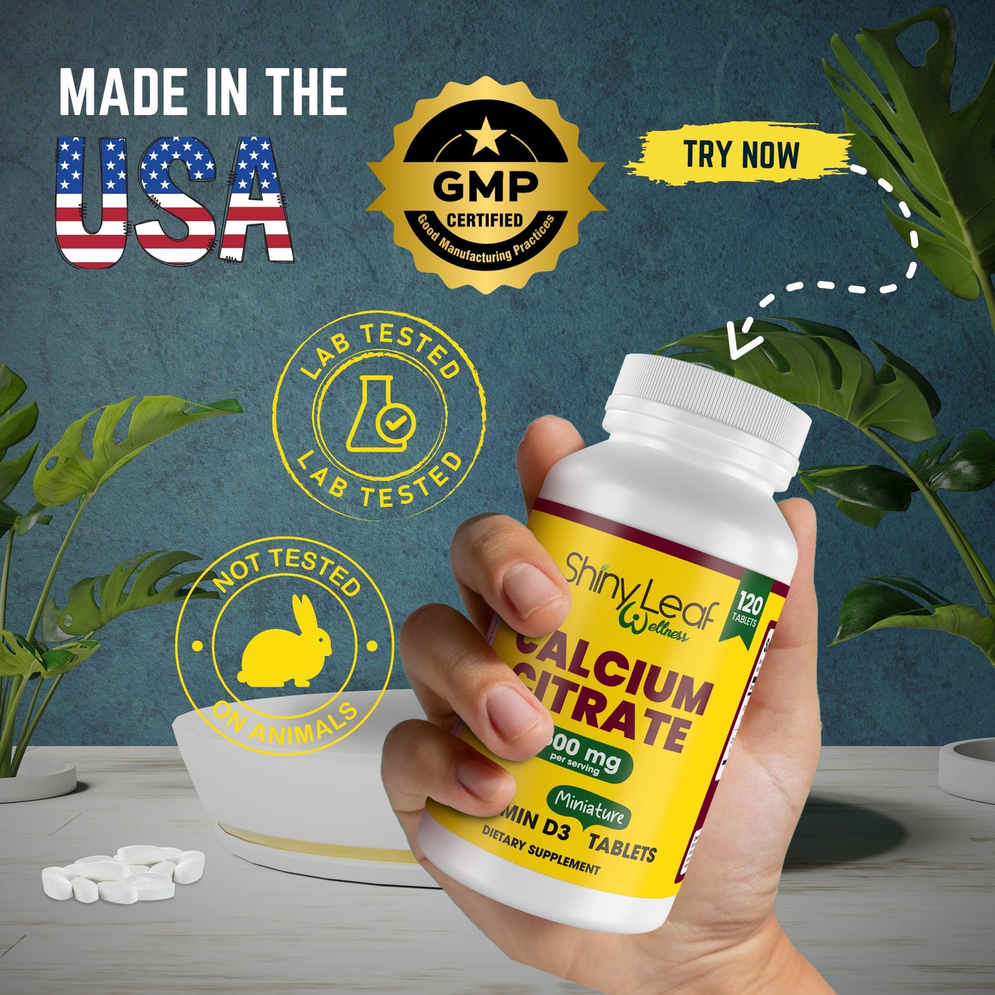 Shiny Leaf Bariatric Calcium Citrate Minis 600mg Tablets with Vitamin D3