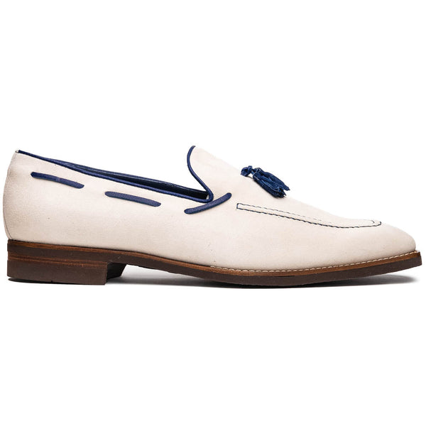 Zelli Italia 16-628-SND CARMEN Sueded Goatskin & Crocodile Tassel Loafer, Sand