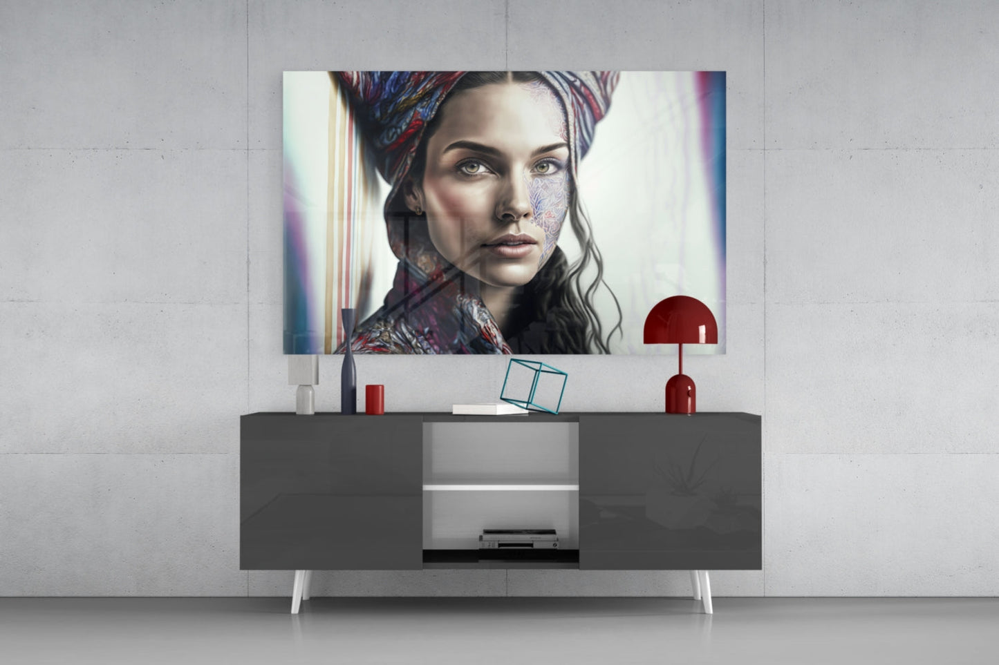 Insigneart USA Girl with a Tattoo Glass Wall Art || Designer Collection