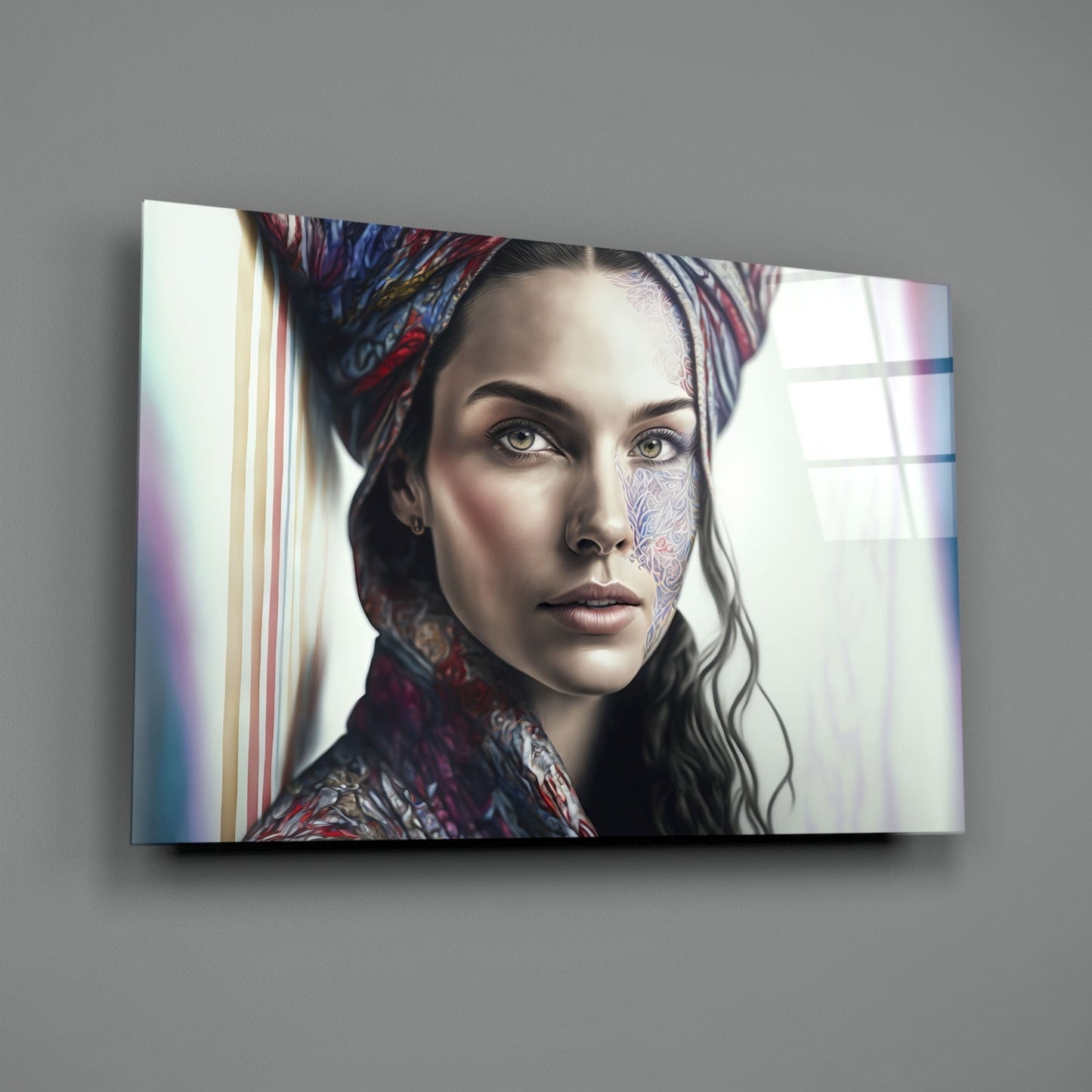 Insigneart USA Girl with a Tattoo Glass Wall Art || Designer Collection