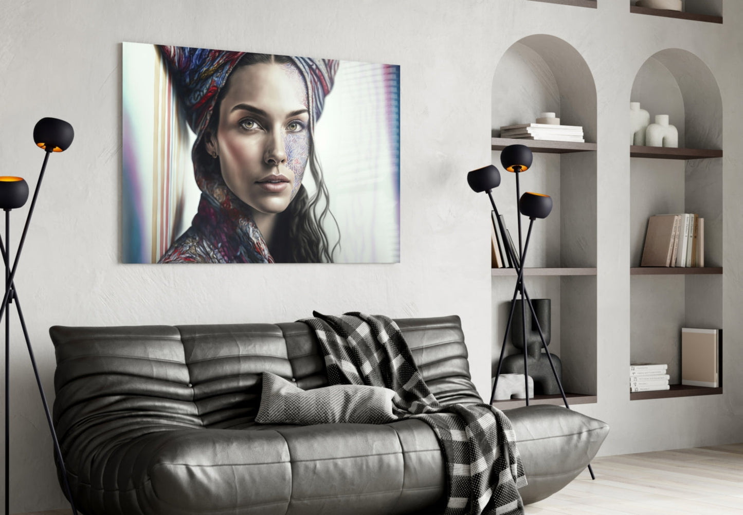 Insigneart USA Girl with a Tattoo Glass Wall Art || Designer Collection