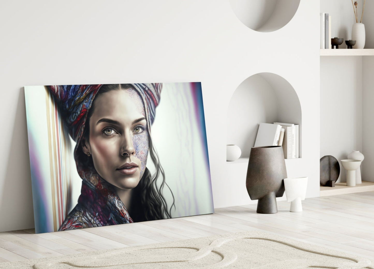 Insigneart USA Girl with a Tattoo Glass Wall Art || Designer Collection