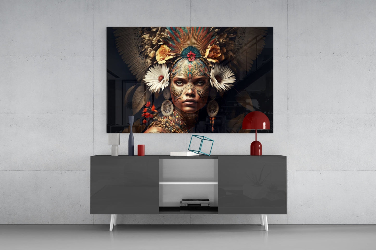 Insigneart USA Queen of Flowers Glass Wall Art || Designer Collection