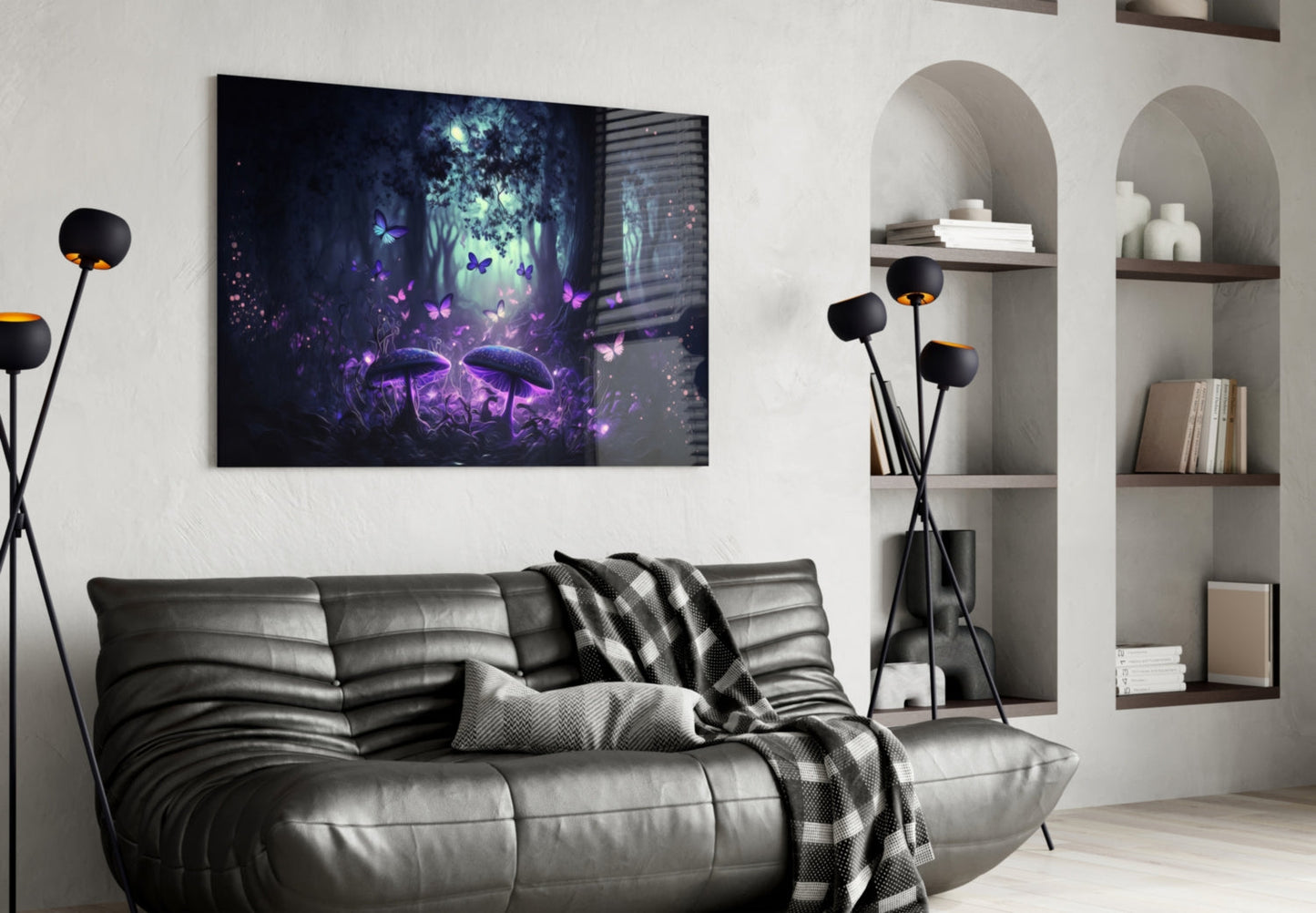 Insigneart USA Mushrooms' Love Glass Wall Art || Designer Collection