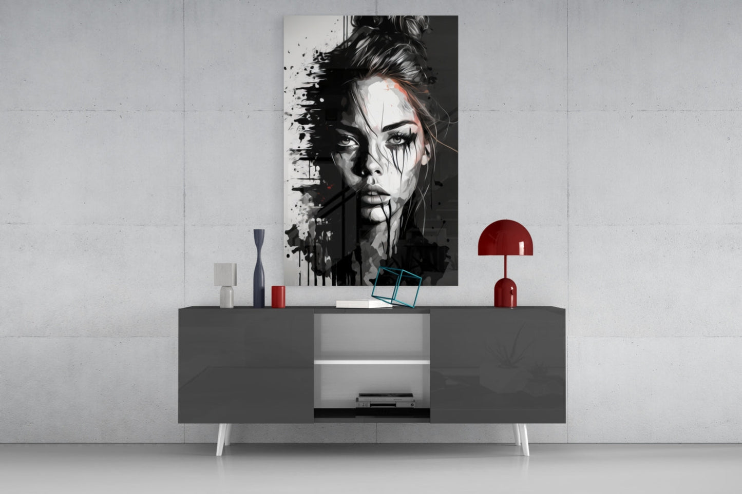Insigneart USA Scribbled Beauty Glass Wall Art || Designer Collection