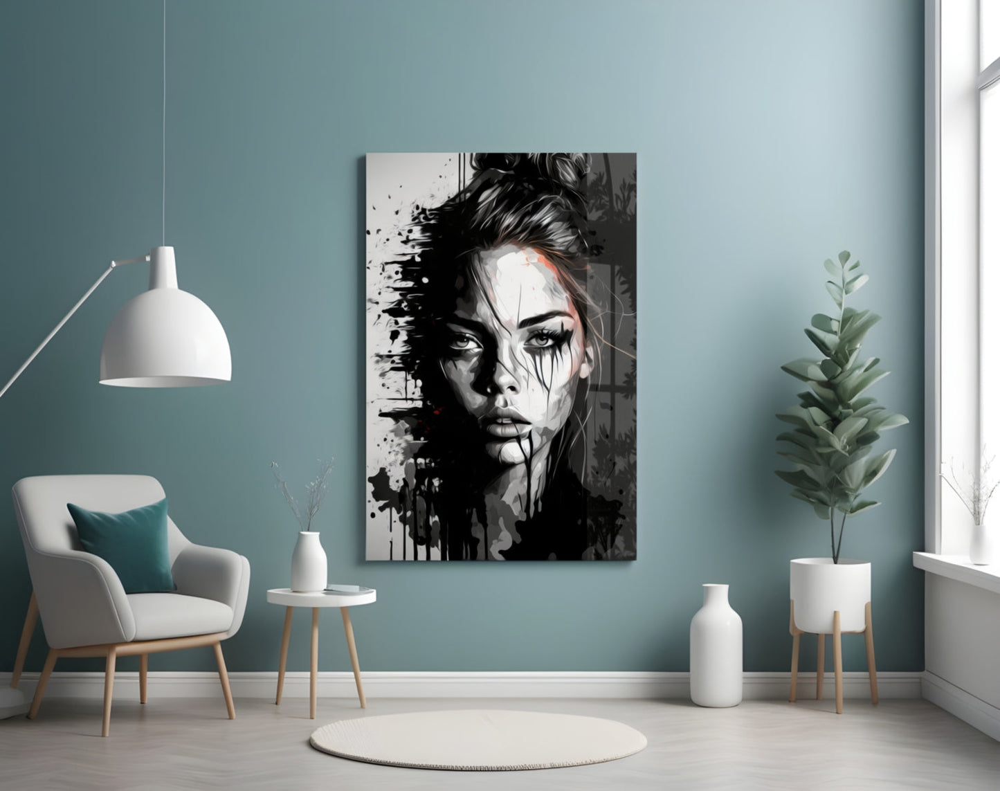Insigneart USA Scribbled Beauty Glass Wall Art || Designer Collection