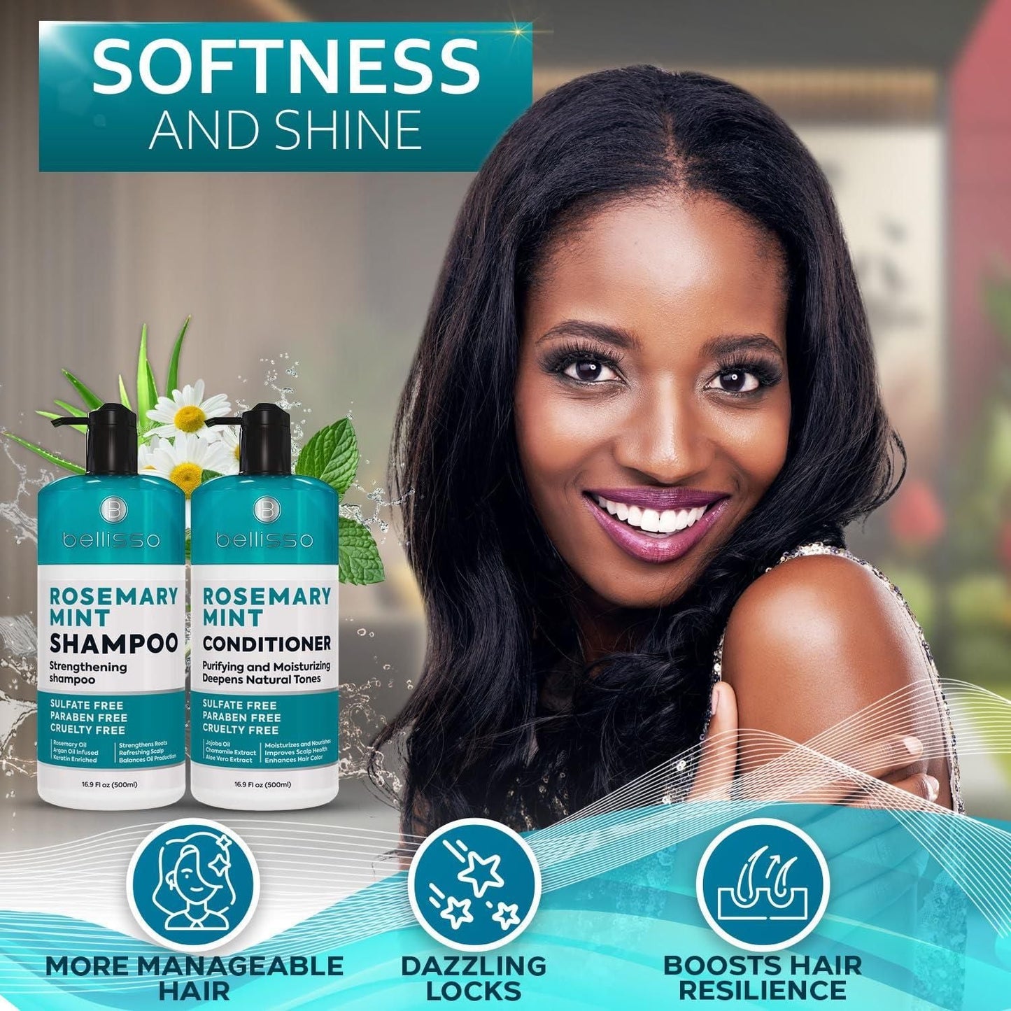 Rosemary Oil and Mint Shampoo and Conditioner Set Sulfate Free with Peppermint Moisturizing Products for Women and Men Helps Flaky Dry Scalp and Dandruff Salon Thickening for Thinning Hair EasyOptionXY LLC