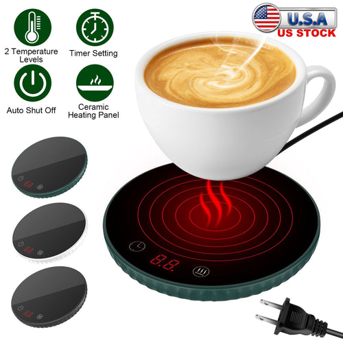 Desktop Electric Cup Warmer 8Hours Auto Off Overheating Protection Smart Timer Setting 2 Temperature Levels Ceramic Heating Panel For Office Home EasyOptionXY LLC