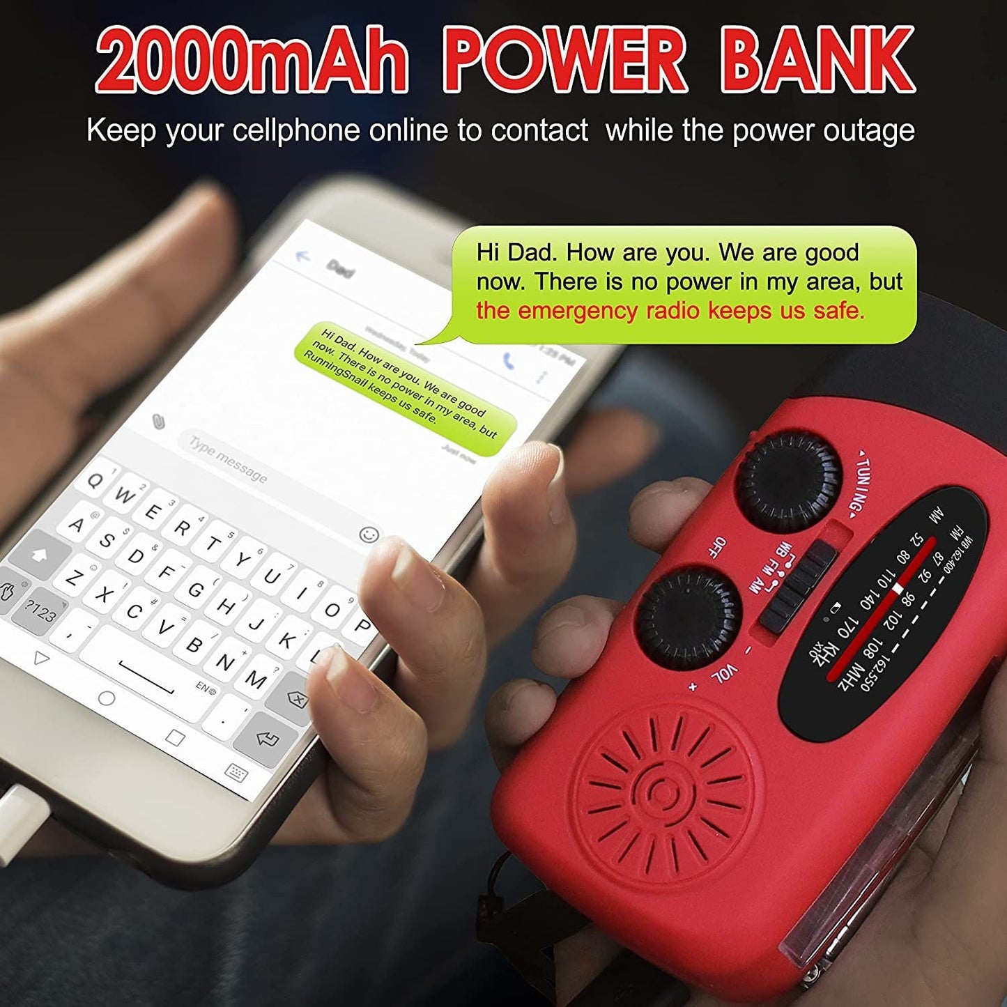 Storm Safe Emergency AM/FM/NOAA Weather Band Radio With Solar Flash Light And Built-in Phone Charger EasyOptionXY LLC